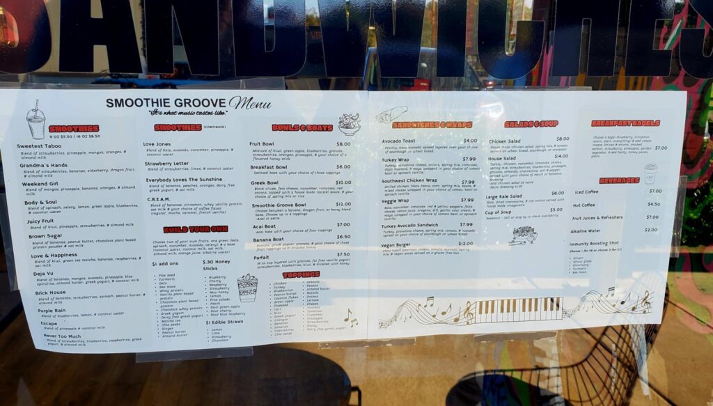 Smoothie Groove Menu 5