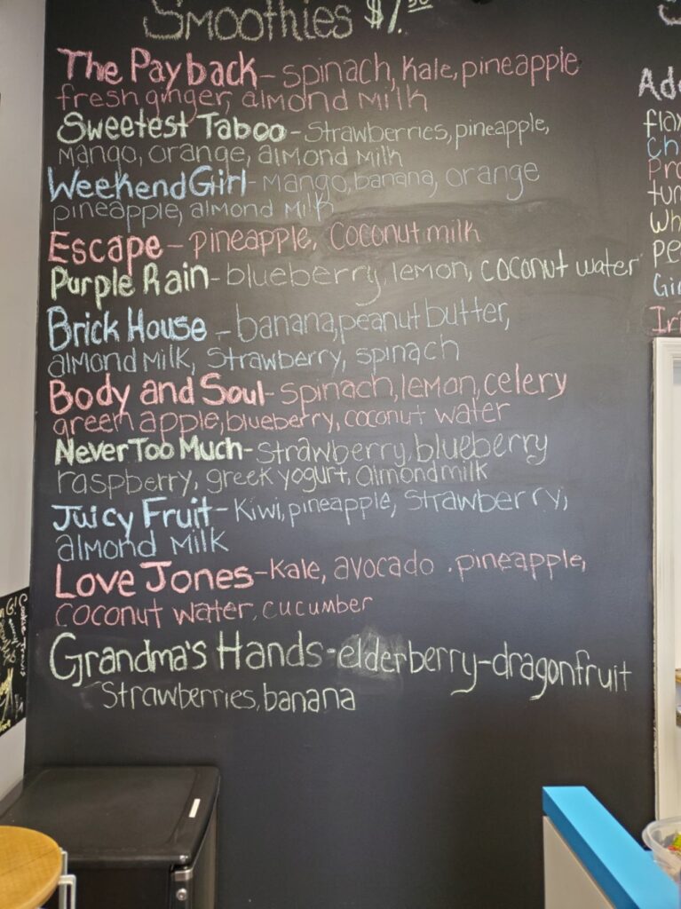 Smoothie Groove Menu 6